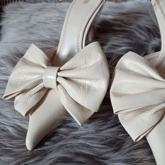 Nwot Zara Cream Bow Detail Women's Heels - Picture 13 of 13